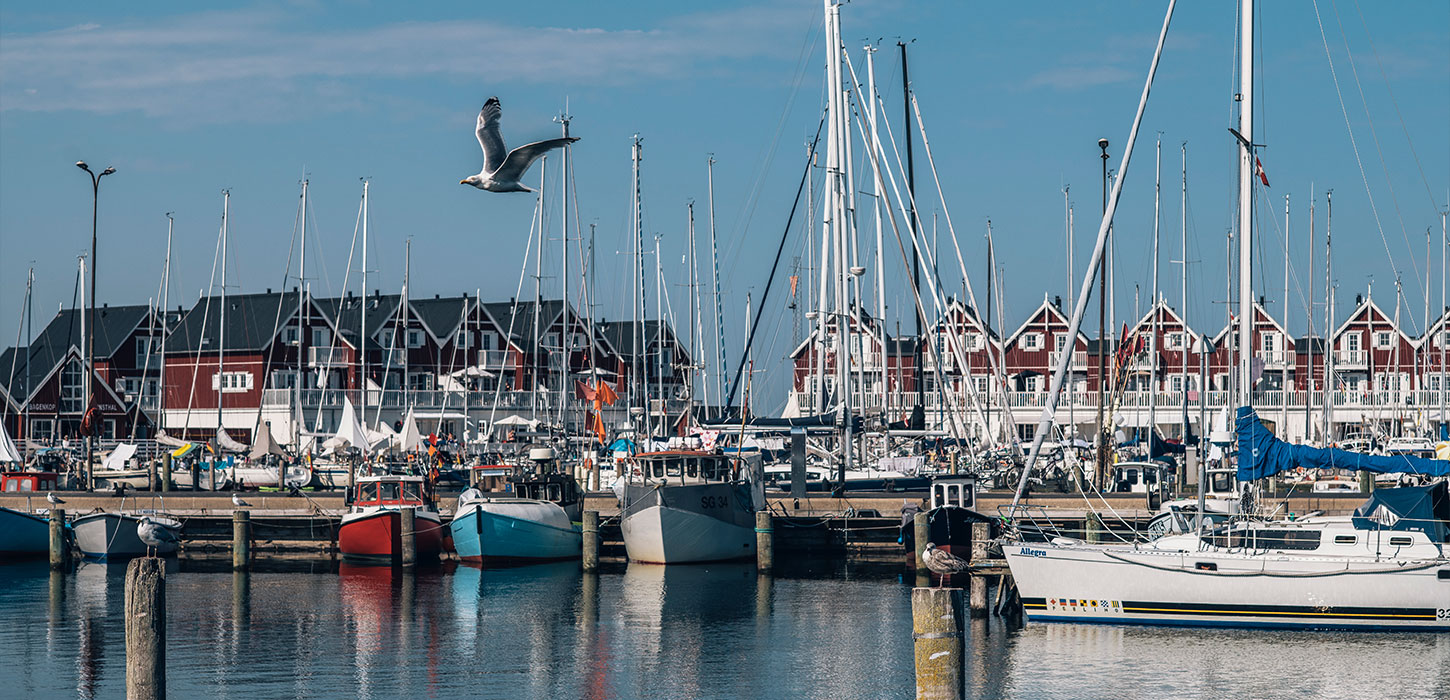Både i havnen i Bagenkop på Langeland