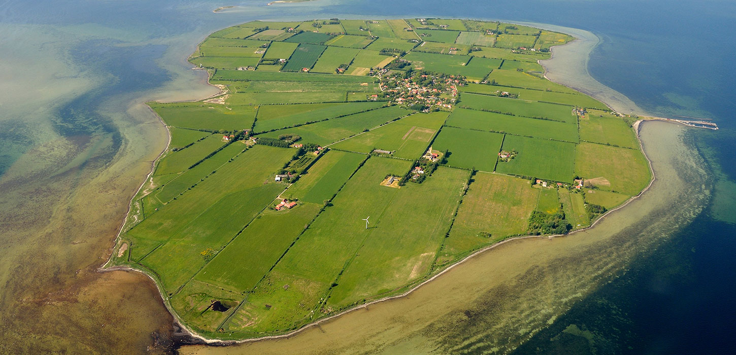Luftfoto af Strynø i Det Sydfynske Øhav