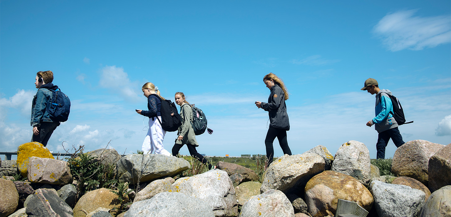 Børn på audiowalk i Rudkøbing