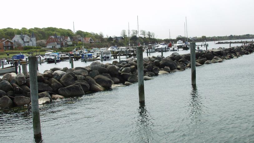 Udsigt fra havnen i Lohals på Nordlangeland