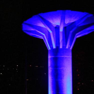 Vandtårnet i Rudkøbing var åbent for besøgende i anledning af Lys i Mørket 2021