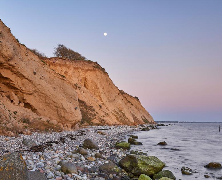 Ristinge klint i solnedgang