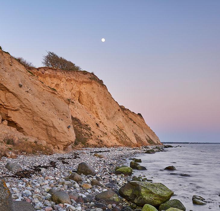 Ristinge klint i solnedgang